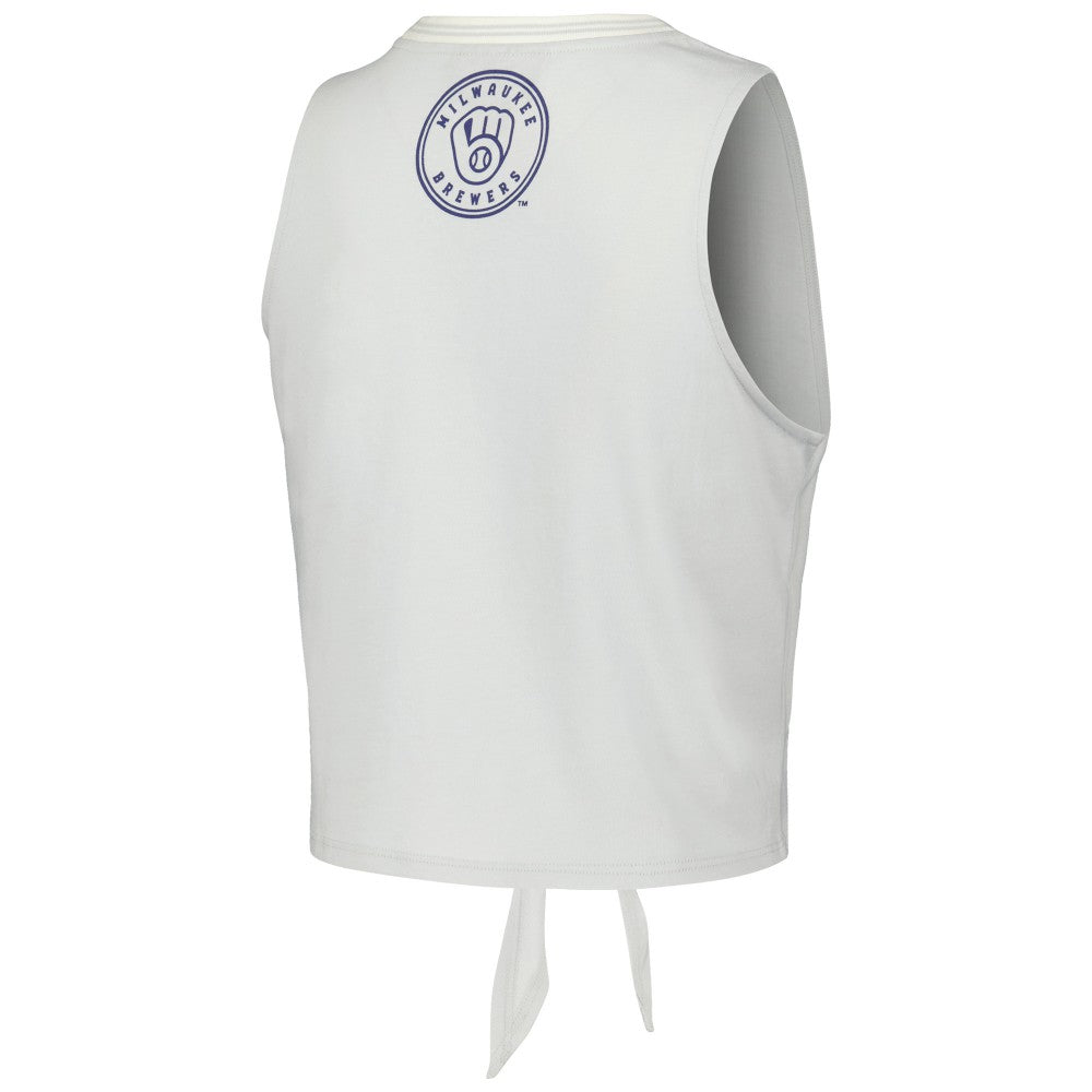 Milwaukee Brewers The Wild Collective Women's Twisted Tie Front Tank Top - White - MLB on Sale