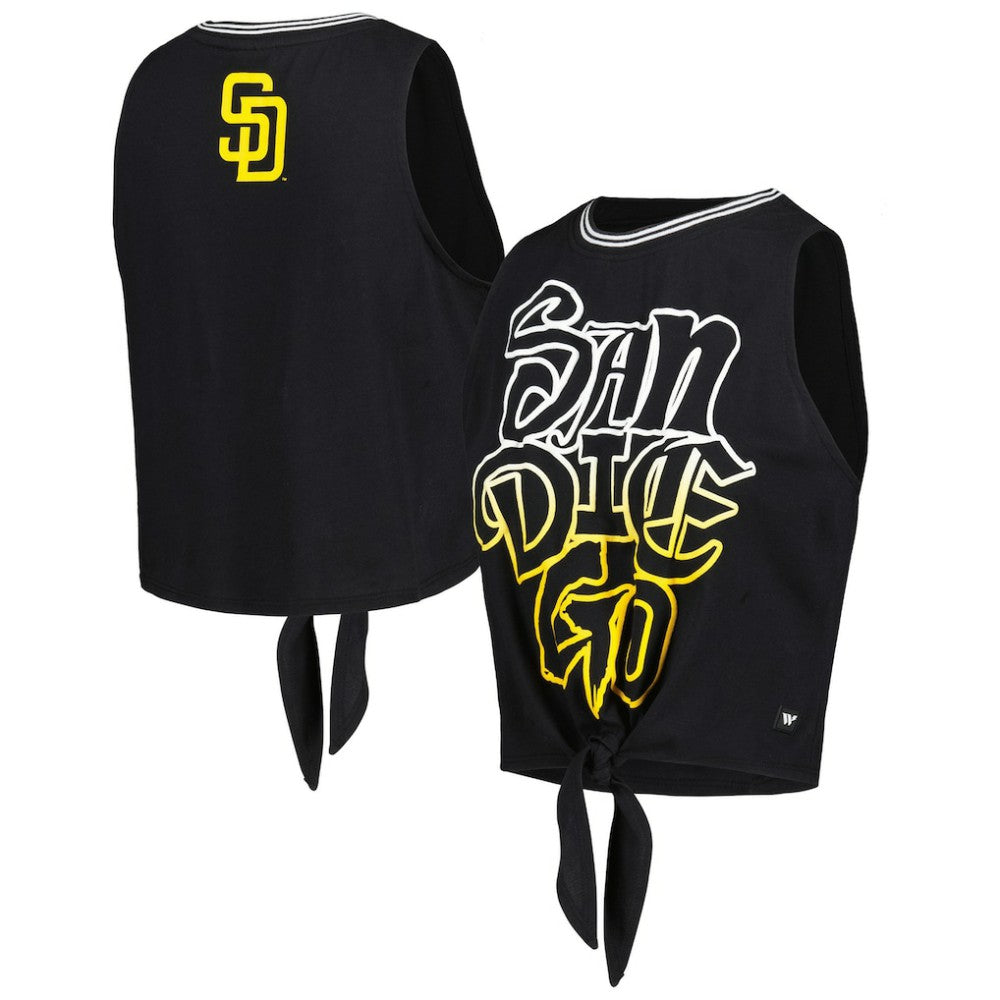 San Diego Padres The Wild Collective Women's Twisted Tie Front Tank Top - Black - MLB Online