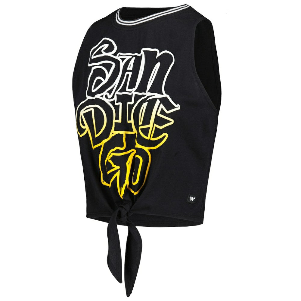 San Diego Padres The Wild Collective Women's Twisted Tie Front Tank Top - Black - MLB Online