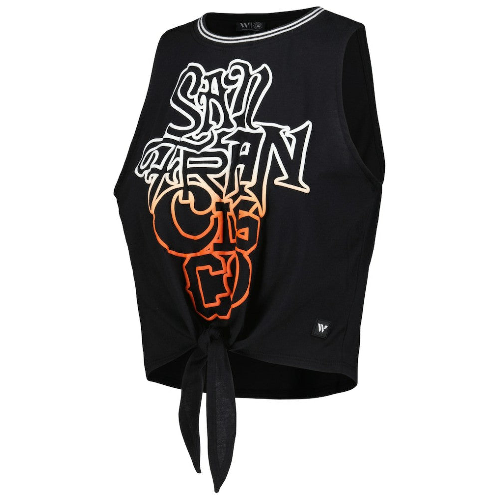 San Francisco Giants The Wild Collective Women's Twisted Tie Front Tank Top - Black - MLB Lifestyle