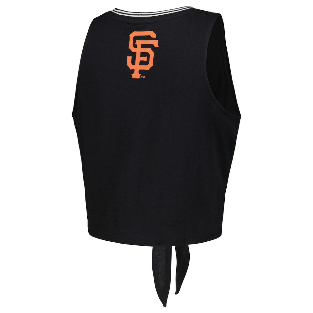 San Francisco Giants The Wild Collective Women's Twisted Tie Front Tank Top - Black - MLB Lifestyle