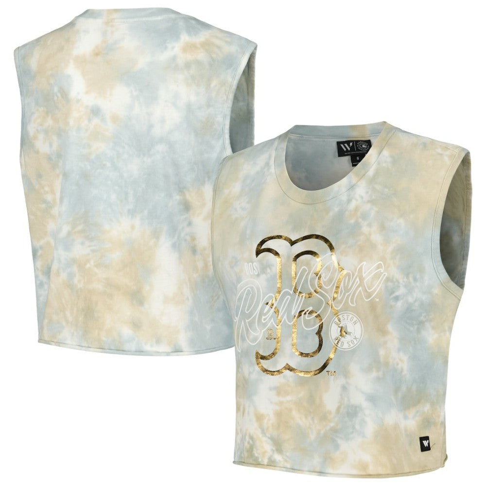 Boston Red Sox The Wild Collective Women's Washed Muscle Tank Top - White - MLB Lifestyle