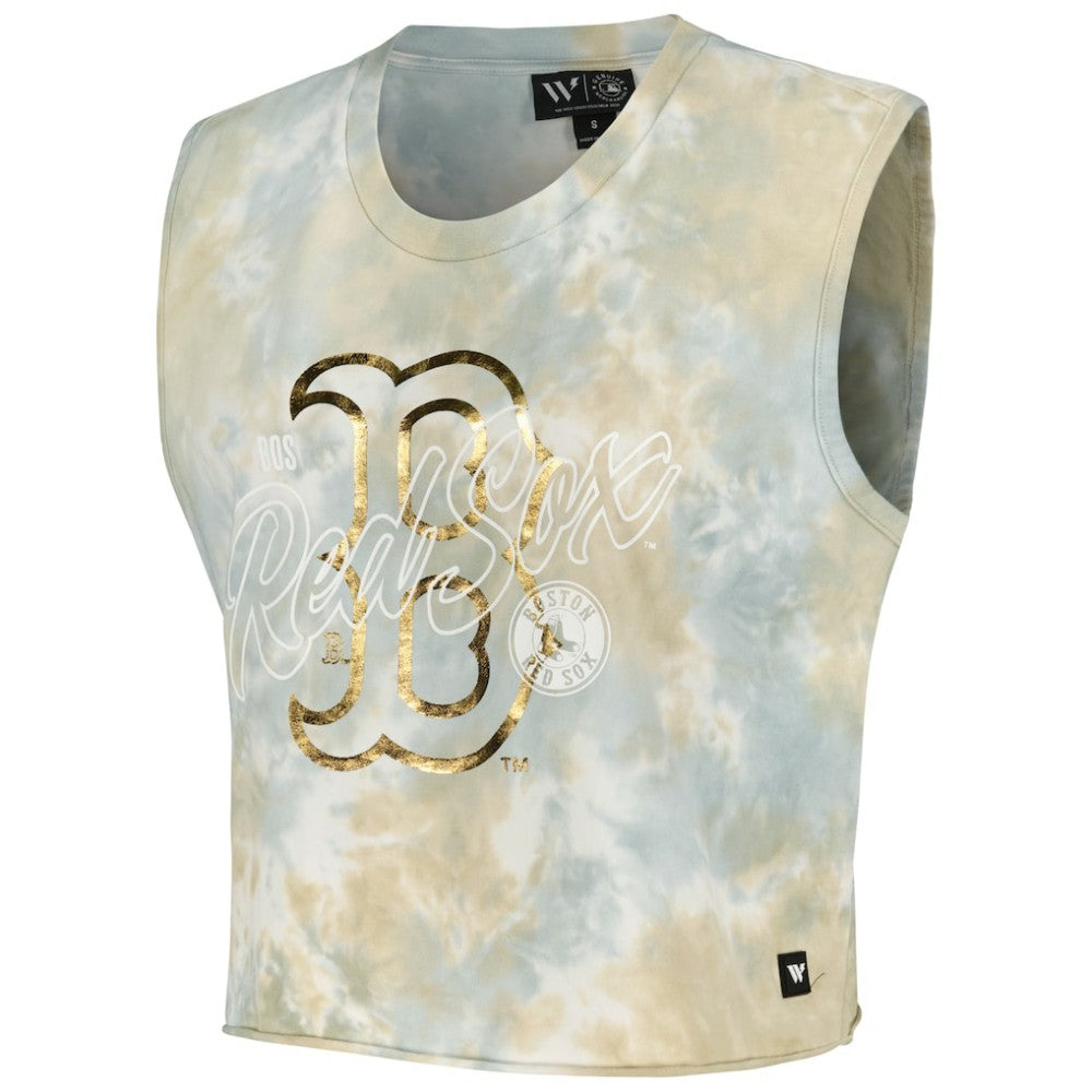 Boston Red Sox The Wild Collective Women's Washed Muscle Tank Top - White - MLB Lifestyle
