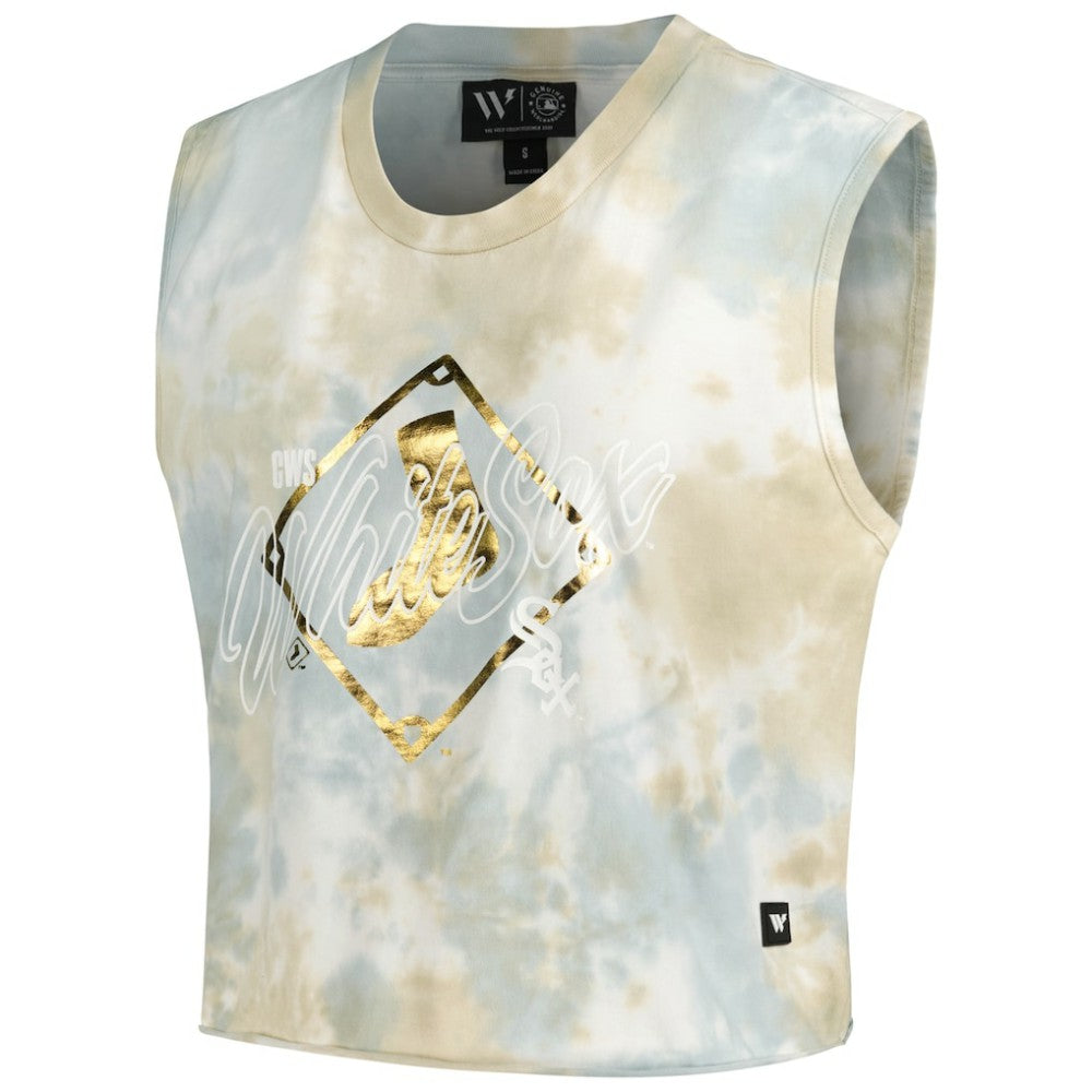 Chicago White Sox The Wild Collective Women's Washed Muscle Tank Top - White - MLB Lifestyle