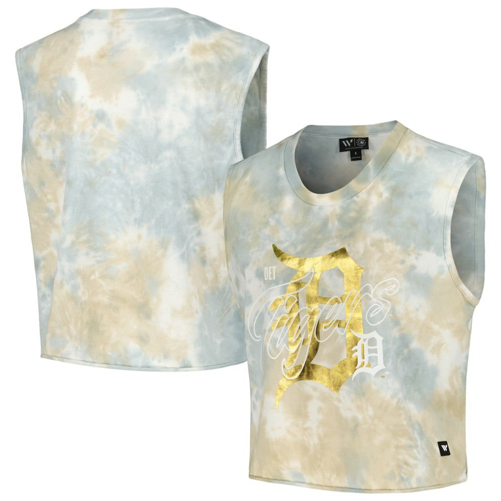 Detroit Tigers The Wild Collective Women's Washed Muscle Tank Top - White - MLB Sale