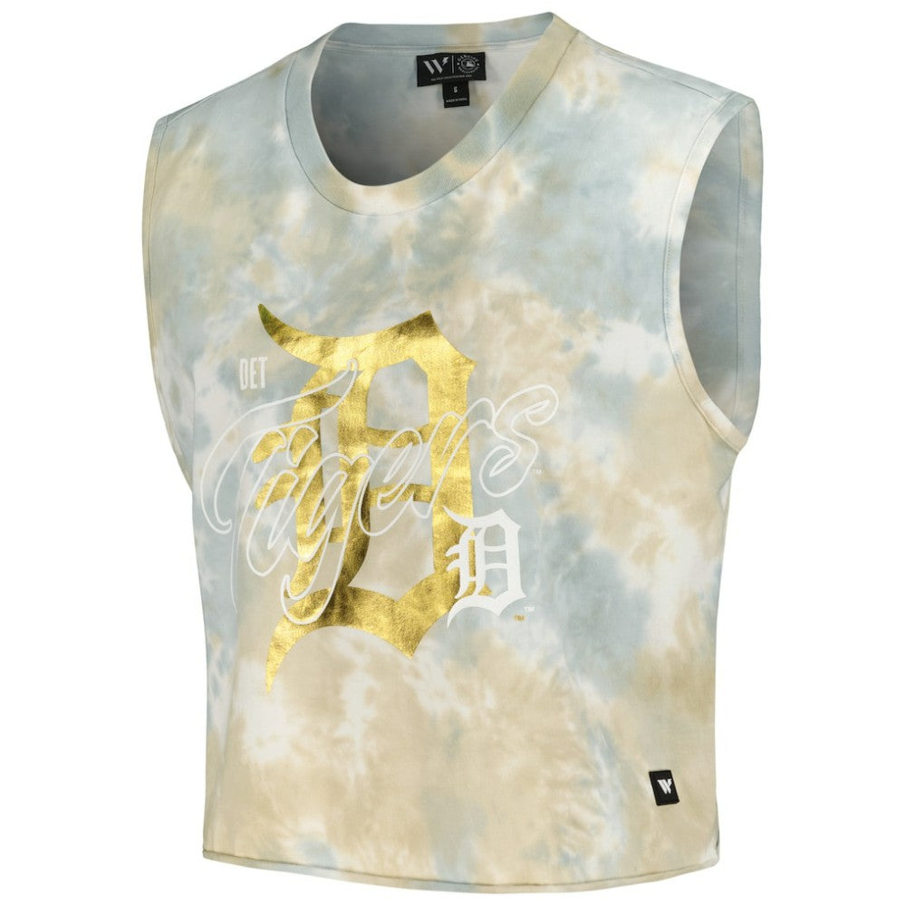 Detroit Tigers The Wild Collective Women's Washed Muscle Tank Top - White - MLB Sale