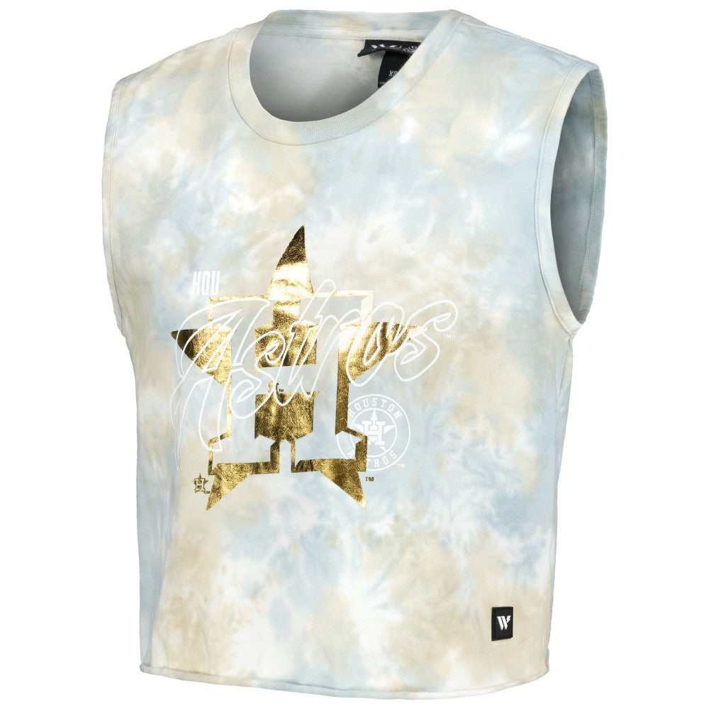 Houston Astros The Wild Collective Women's Washed Muscle Tank Top - White - MLB Lifestyle