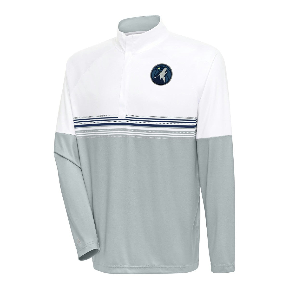 Minnesota Timberwolves Antigua Bender Quarter-Zip Pullover Top White/Navy