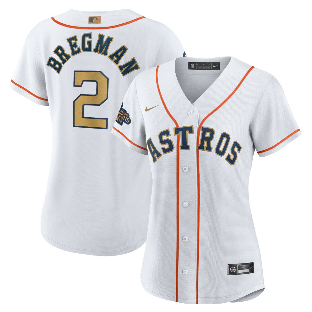 Alex Bregman Houston Astros Nike Women's 2023 Gold Collection Replica Player Jersey - White/Gold - Nike Lifestyle