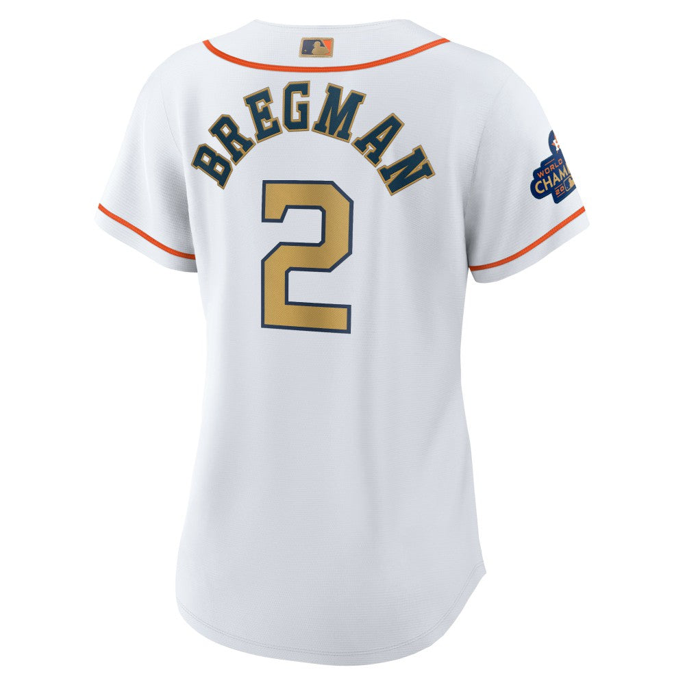 Alex Bregman Houston Astros Nike Women's 2023 Gold Collection Replica Player Jersey - White/Gold - Nike Lifestyle