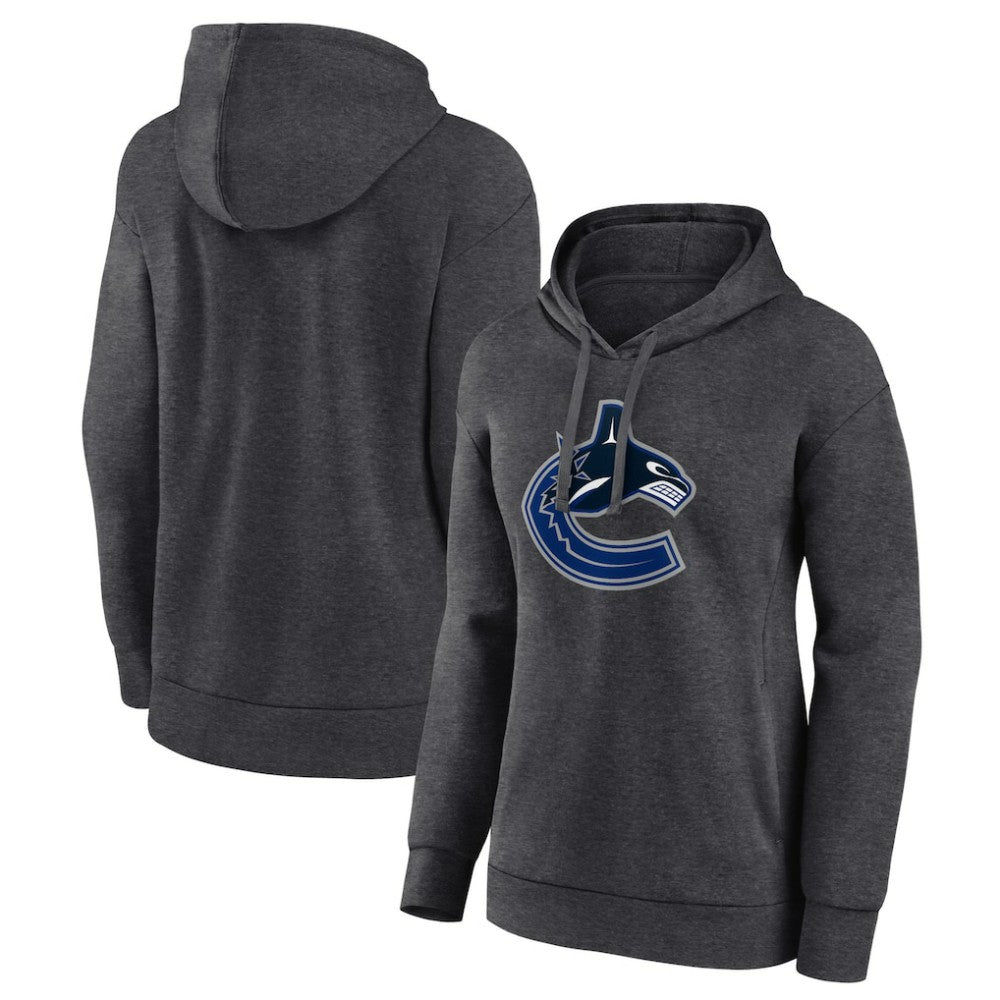 Vancouver Canucks Women's Primary Logo Pullover Hoodie - Charcoal - NHL 5231761
