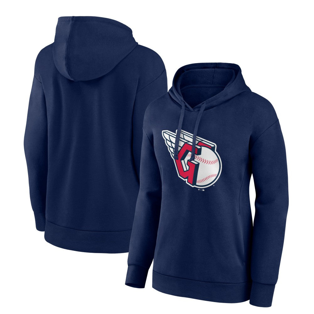Cleveland Guardians Women's Core Logo Pullover Hoodie - Navy - MLB on Sale