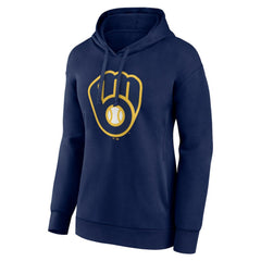Milwaukee Brewers Women's Core Logo Pullover Hoodie - Navy - MLB on Sale