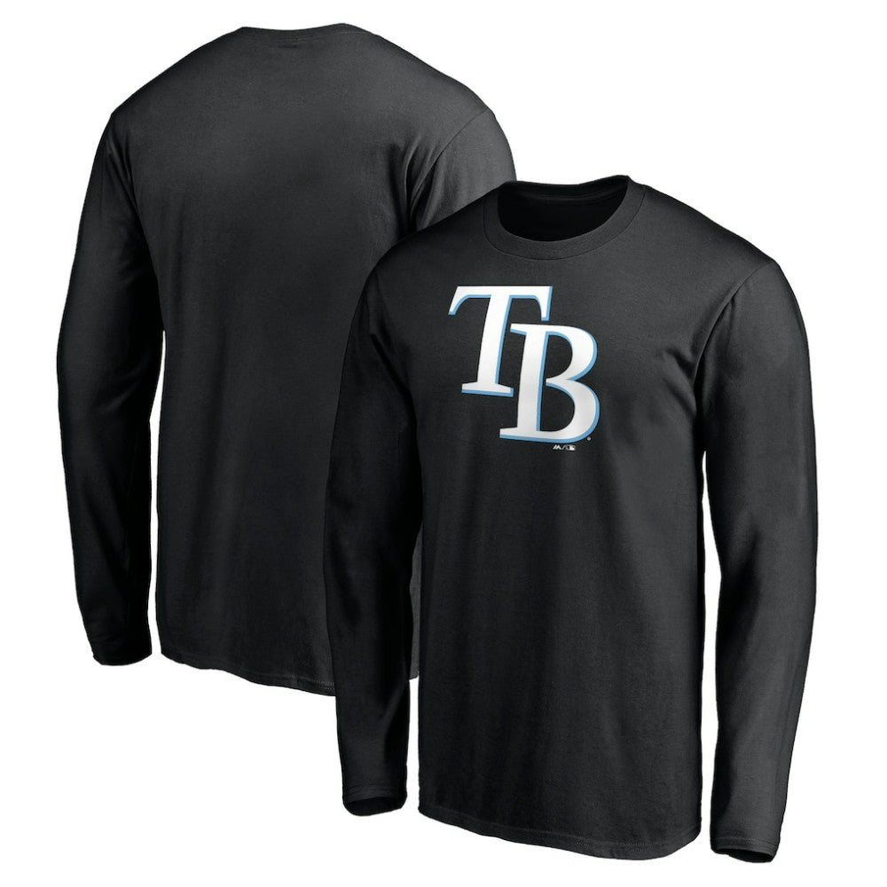 Tampa Bay Rays Official Team Logo Long Sleeve T-Shirt - Black - MLB Lifestyle