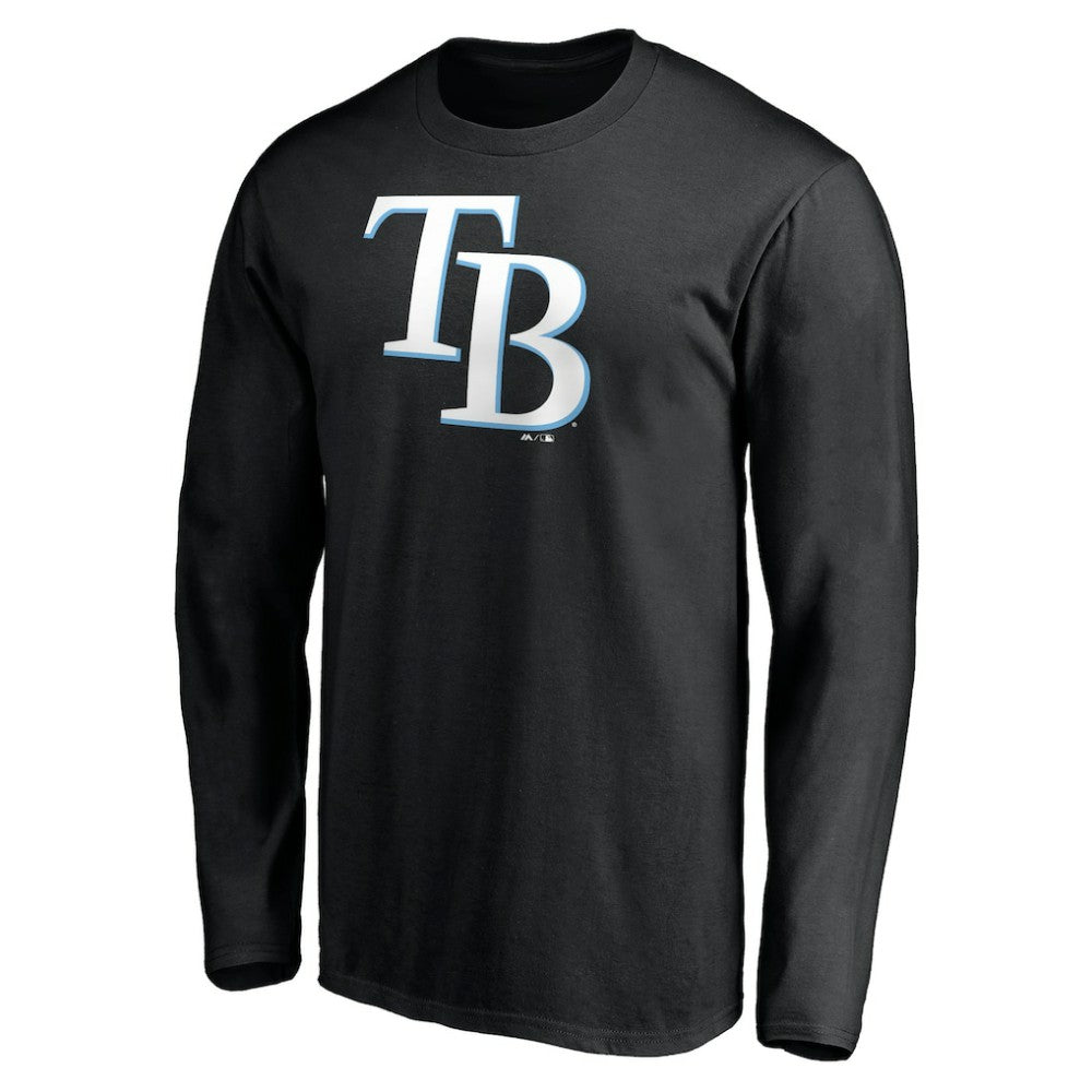 Tampa Bay Rays Official Team Logo Long Sleeve T-Shirt - Black - MLB Lifestyle