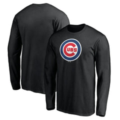 Chicago Cubs Official Team Logo Long Sleeve T-Shirt - Black - MLB Sale