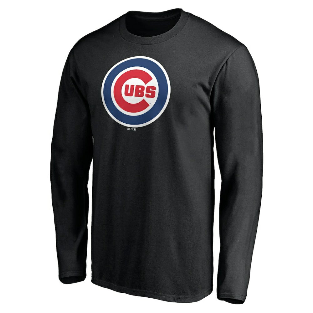 Chicago Cubs Official Team Logo Long Sleeve T-Shirt - Black - MLB Sale