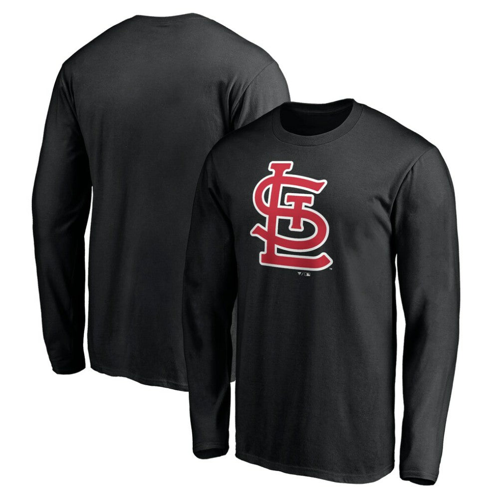 St. Louis Cardinals Official Team Logo Long Sleeve T-Shirt - Black - MLB Discount