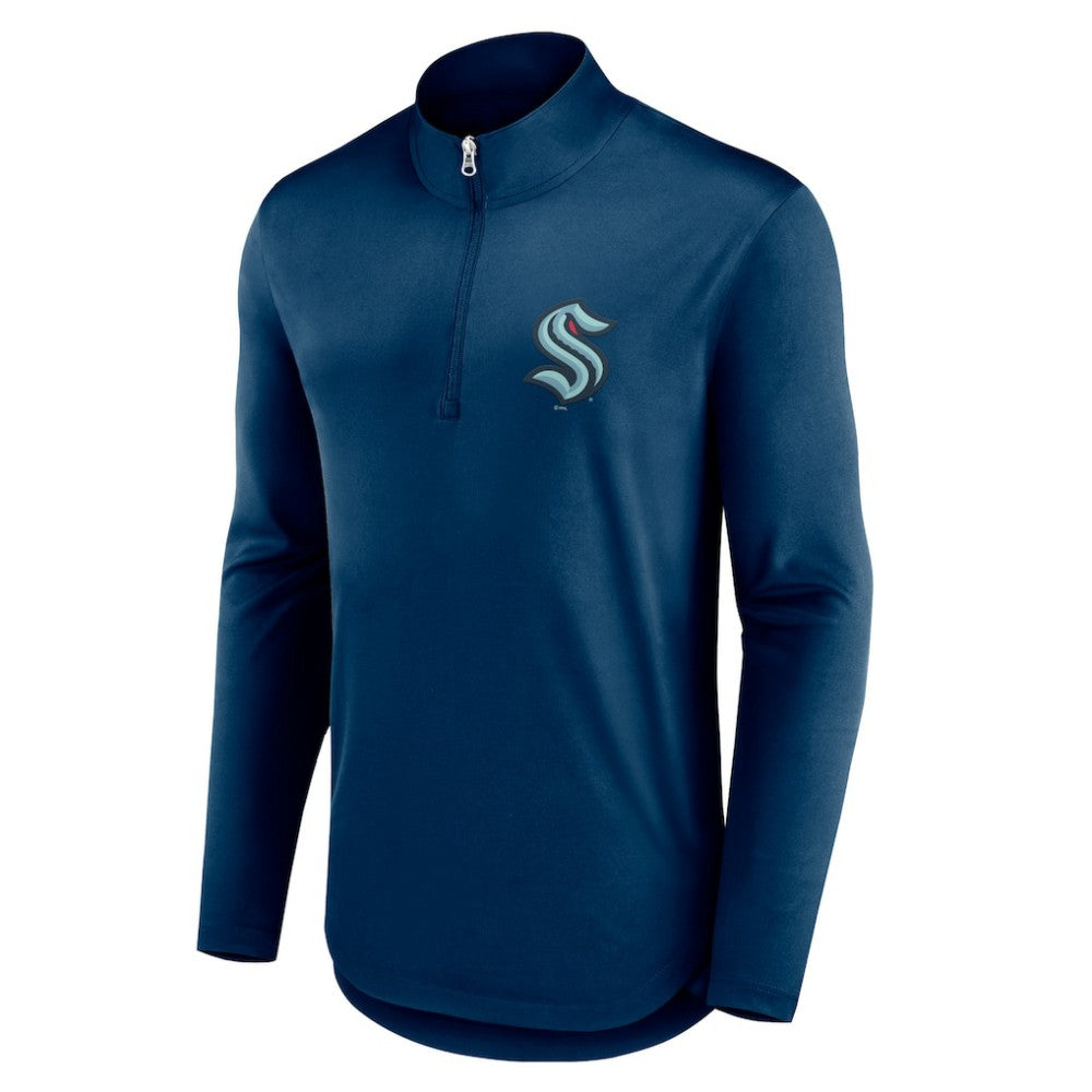 Seattle Kraken Fanatics Mock Neck Quarter-Zip Top - Deep Sea Blue - NHL 5232720