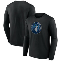Minnesota Timberwolves Primary Team Logo Long Sleeve T-Shirt Black