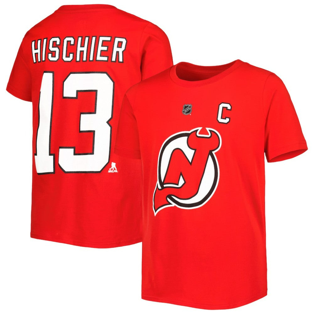 Nico Hischier New Jersey Devils Youth Player Name & Number T-Shirt - Red - NHL 5232959