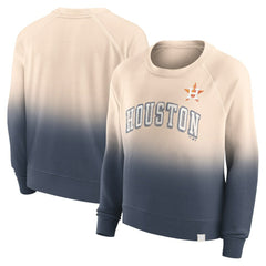 Houston Astros Fanatics Women's Luxe Lounge Arch Raglan Pullover Sweatshirt - Tan/Navy - Fanatics Lifestyle