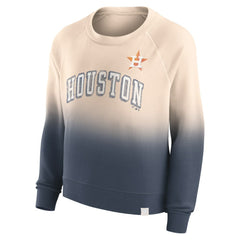 Houston Astros Fanatics Women's Luxe Lounge Arch Raglan Pullover Sweatshirt - Tan/Navy - Fanatics Lifestyle