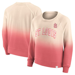 St. Louis Cardinals Fanatics Women's Luxe Lounge Arch Raglan Pullover Sweatshirt - Tan/Red - Fanatics Sale