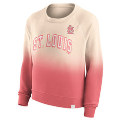 St. Louis Cardinals Fanatics Women's Luxe Lounge Arch Raglan Pullover Sweatshirt - Tan/Red - Fanatics Sale