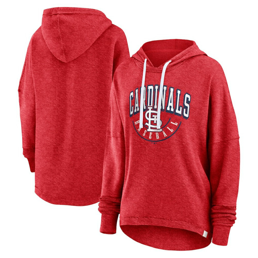 St. Louis Cardinals Fanatics Women's Luxe Pullover Hoodie - Heather Red - Fanatics Lifestyle