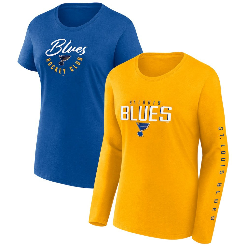 St. Louis Blues Fanatics Women's Long and Short Sleeve Two-Pack T-Shirt Set - Blue - NHL 5233298