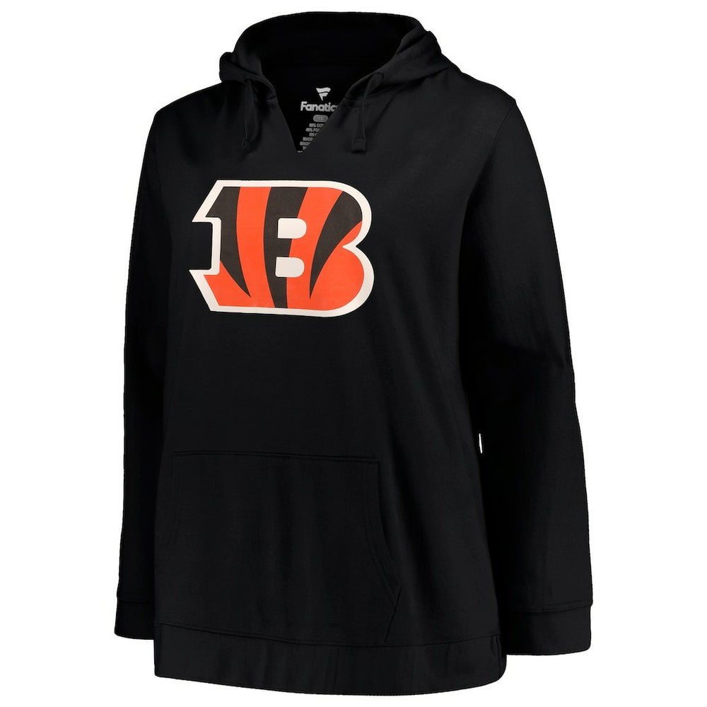 Joe Burrow Cincinnati Bengals Profile Women's Plus Size Player Name & Number Pullover Hoodie Black