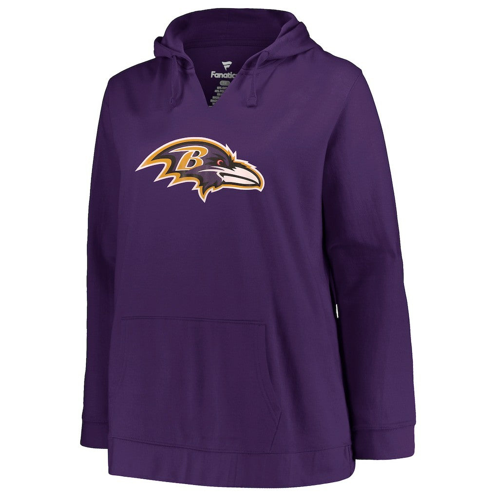 Lamar Jackson Baltimore Ravens Profile Women's Plus Size Player Name & Number Pullover Hoodie Purple