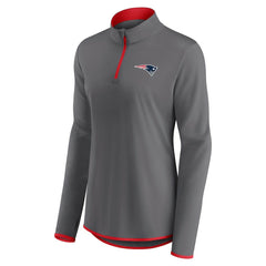 New England Patriots Women's Adult Corner Long Sleeve 1/4 Zip Top Gray