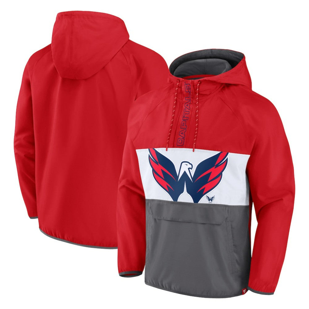 Washington Capitals Fanatics Flagrant Foul Anorak Raglan Half-Zip Hoodie Jacket - Red - NHL 5236904