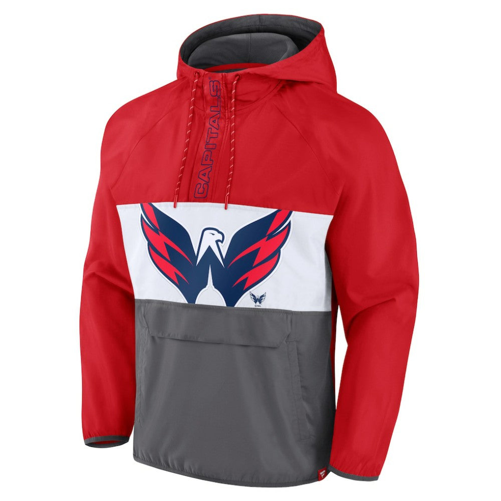 Washington Capitals Fanatics Flagrant Foul Anorak Raglan Half-Zip Hoodie Jacket - Red - NHL 5236904