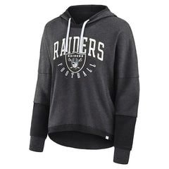 Fanatics Las Vegas Raiders Women's Lightewight Modest Crop Lounge Helmet Arch Pullover Hoodie Charcoal