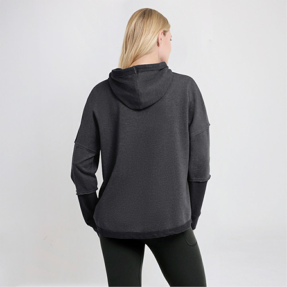 Fanatics Cleveland Browns Women's Lightewight Modest Crop Lounge Helmet Arch Pullover Hoodie Charcoal
