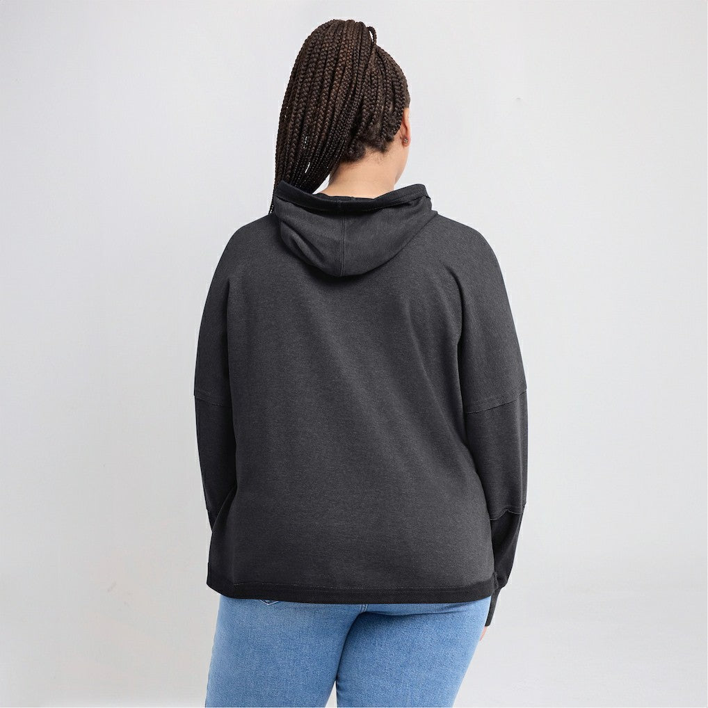 Fanatics Cleveland Browns Women's Lightewight Modest Crop Lounge Helmet Arch Pullover Hoodie Charcoal