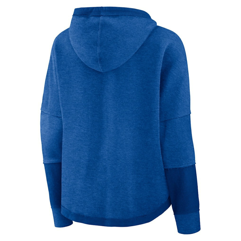 Fanatics Los Angeles Rams Women's Lightewight Modest Crop Lounge Helmet Arch Pullover Hoodie Royal