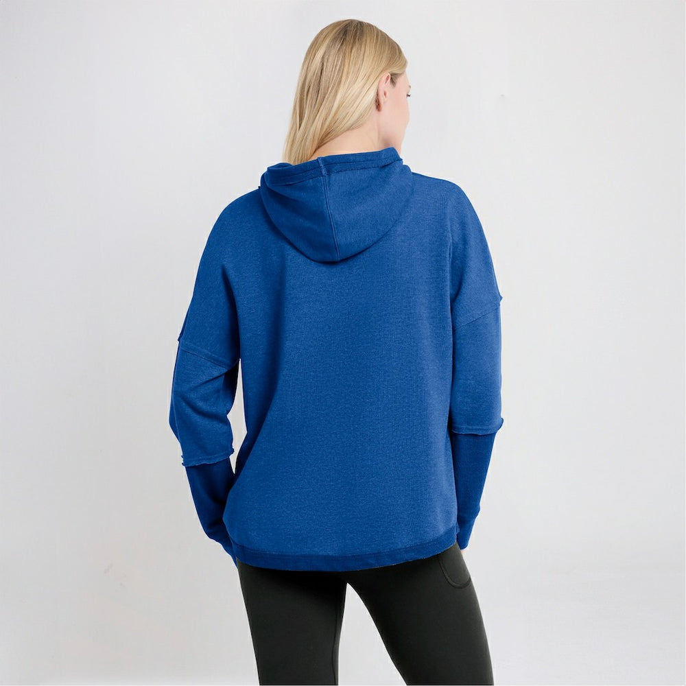 Fanatics Los Angeles Rams Women's Lightewight Modest Crop Lounge Helmet Arch Pullover Hoodie Royal