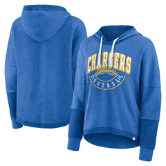 Fanatics Los Angeles Chargers Women's Lightewight Modest Crop Lounge Helmet Arch Pullover Hoodie Powder Blue