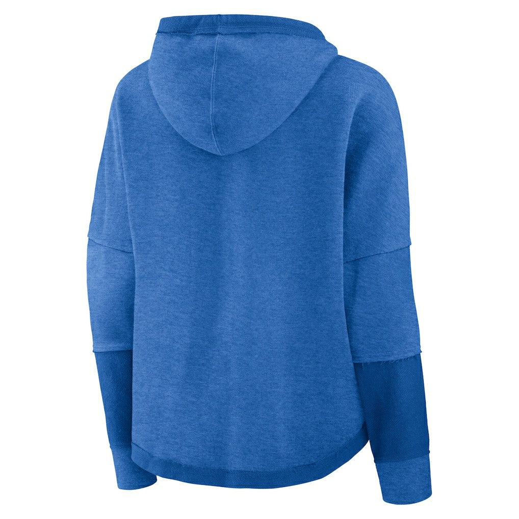 Fanatics Los Angeles Chargers Women's Lightewight Modest Crop Lounge Helmet Arch Pullover Hoodie Powder Blue