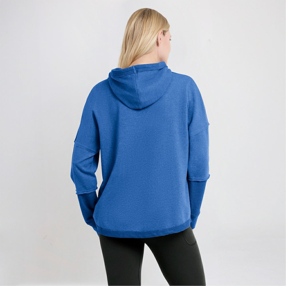 Fanatics Los Angeles Chargers Women's Lightewight Modest Crop Lounge Helmet Arch Pullover Hoodie Powder Blue