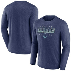 Seattle Kraken Fanatics Long Sleeve T-Shirt - Heather Deep Sea Blue - NHL 5237154
