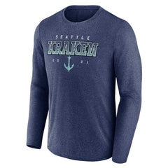 Seattle Kraken Fanatics Long Sleeve T-Shirt - Heather Deep Sea Blue - NHL 5237154