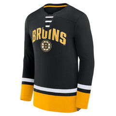 Boston Bruins Fanatics Back Pass Lace-Up Long Sleeve T-Shirt - Black - NHL 5237173