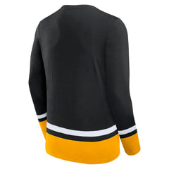 Boston Bruins Fanatics Back Pass Lace-Up Long Sleeve T-Shirt - Black - NHL 5237173