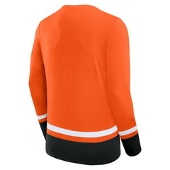 Philadelphia Flyers Fanatics Back Pass Lace-Up Long Sleeve T-Shirt - Orange - NHL 5237179