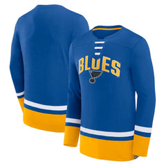 St. Louis Blues Fanatics Back Pass Lace-Up Long Sleeve T-Shirt - Blue - NHL 5237182